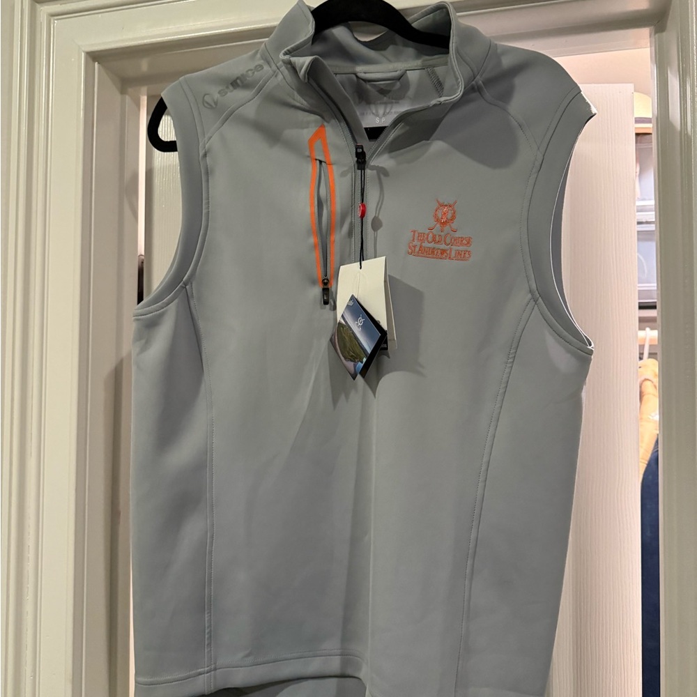 NWT Sunice The Old Course St Andrews Links Light Gray Axel Layers Half Zip Vest